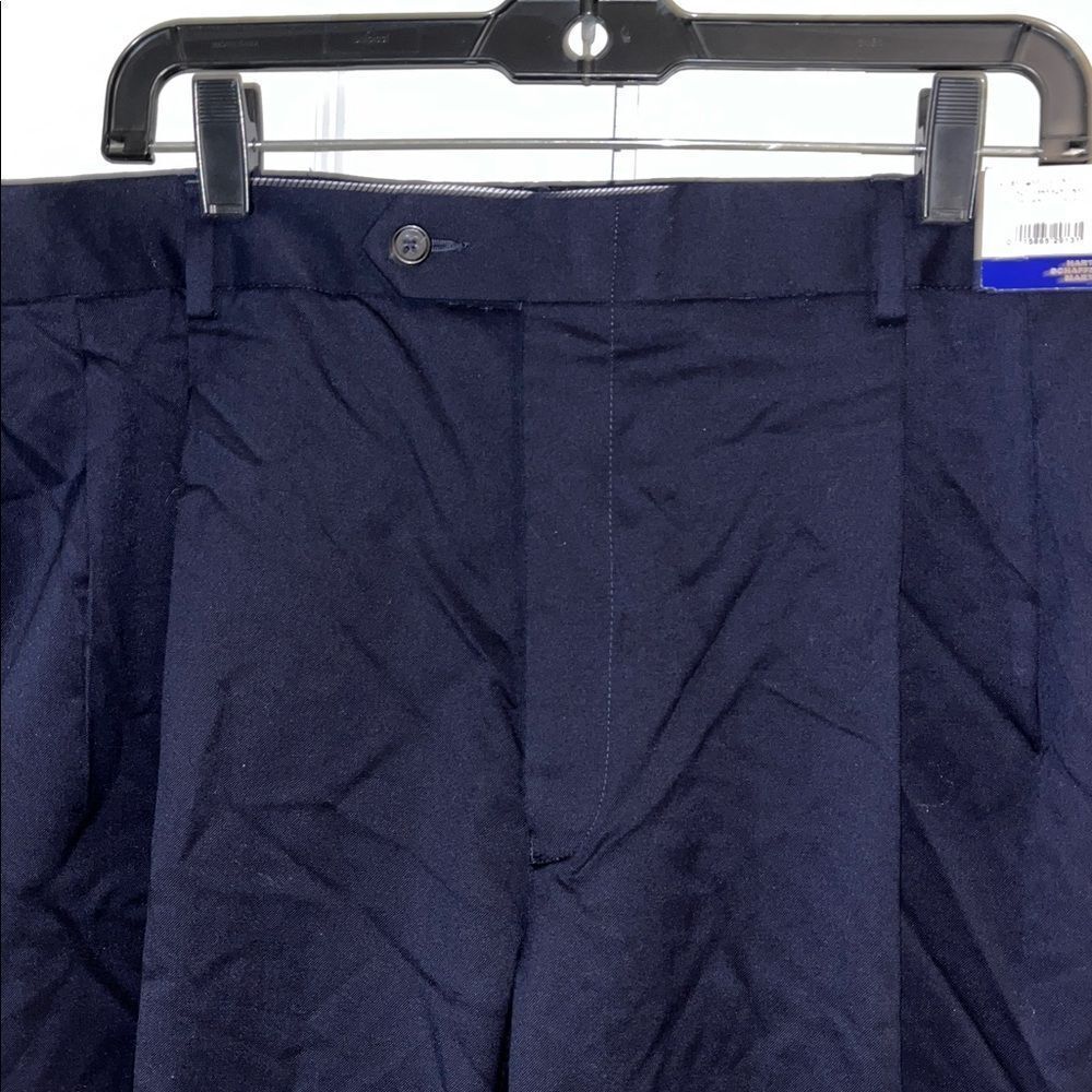 Hart Schaffner Marx Mens Blue Wool Dress Work Pants Trousers 40 Waist Unhemmed - Picture 3 of 6